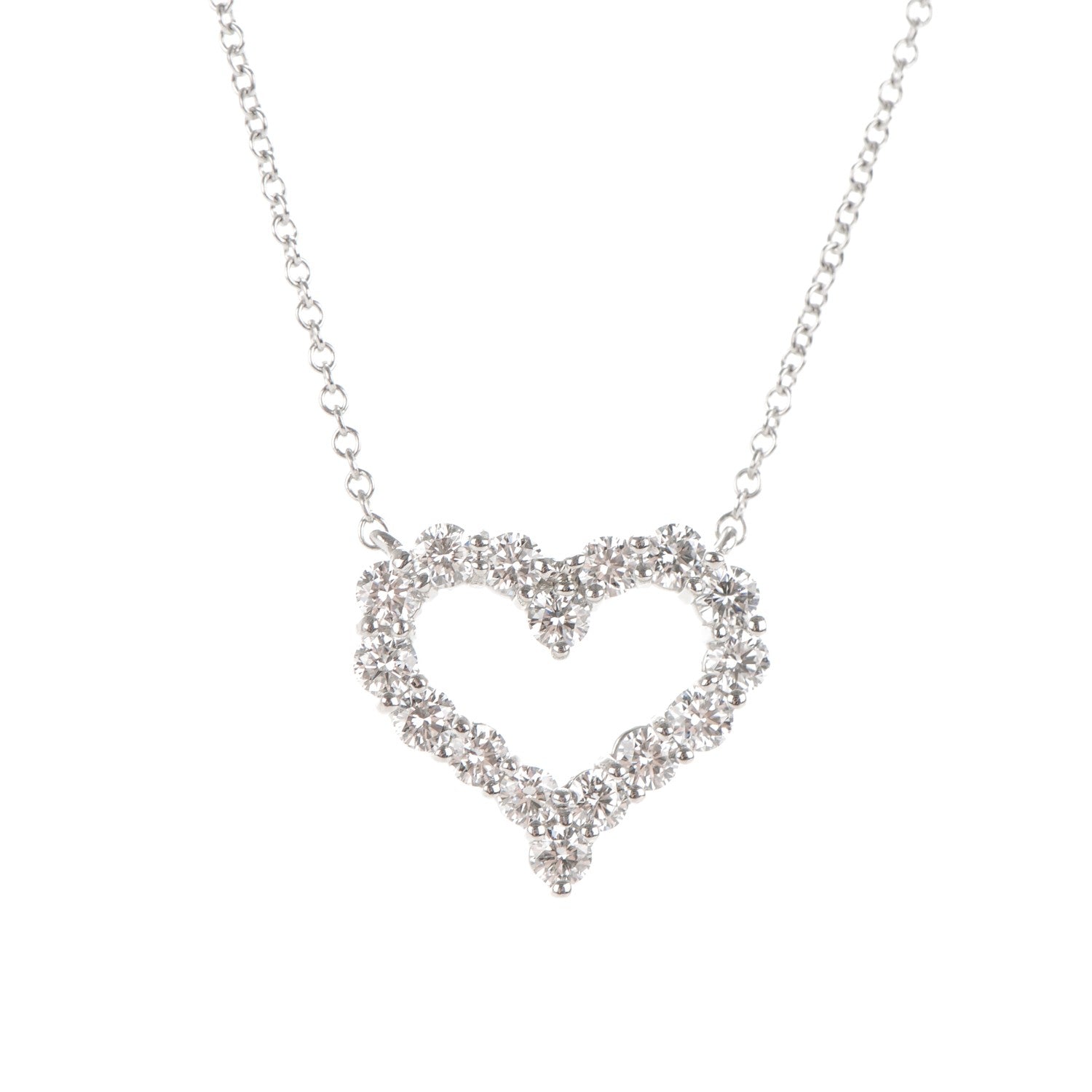 Tiffany Platinum Diamond Small Heart Pendant Necklace 3 of 6
