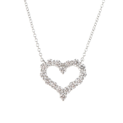 Tiffany Platinum Diamond Small Heart Pendant Necklace 3 of 6