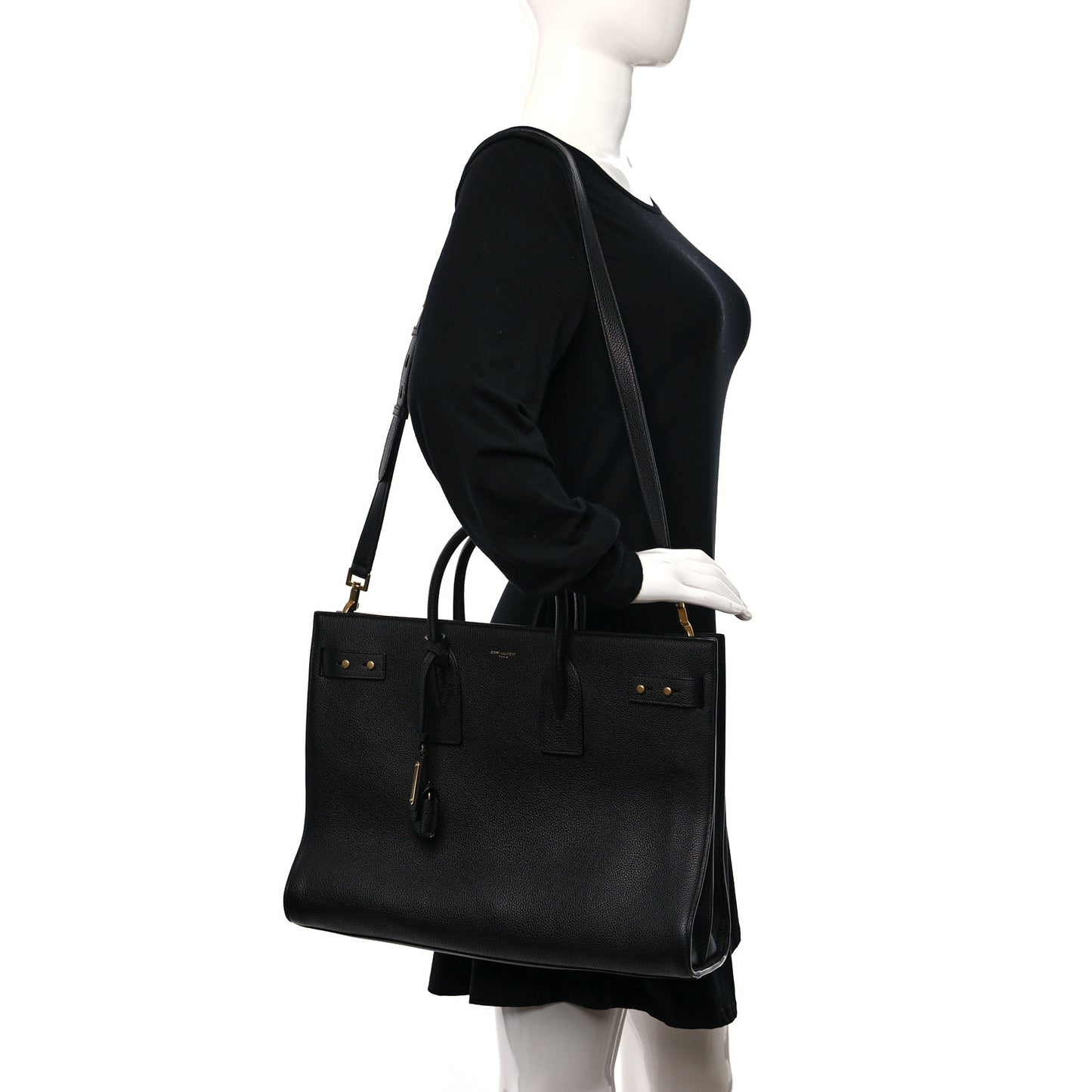 Grained Calfskin Large Thin Sac De Jour Black