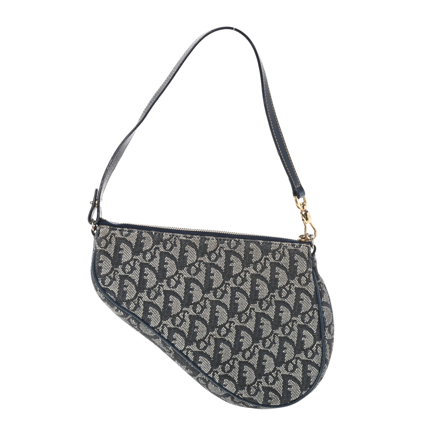 Christian Dior Monogram Mini Saddle Pochette Navy 3 of 8