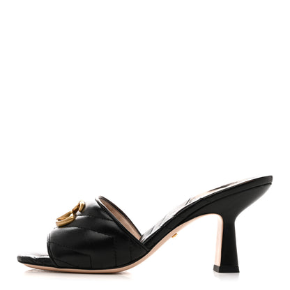 Gucci Nappa Matelasse GG Marmont 75mm Slide Sandals 37 Black 1 of 10