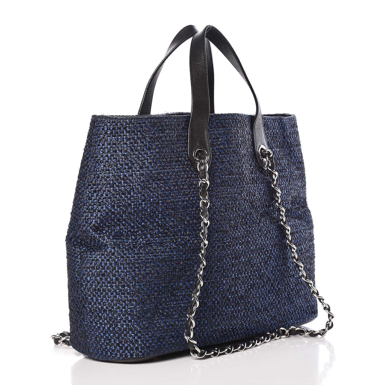 Chanel Woven Straw Tote Blue 4 of 11