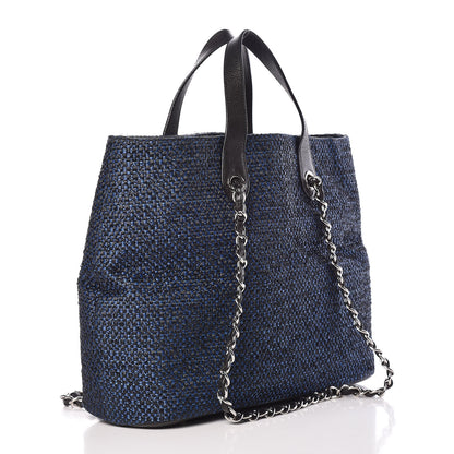 Chanel Woven Straw Tote Blue 4 of 11
