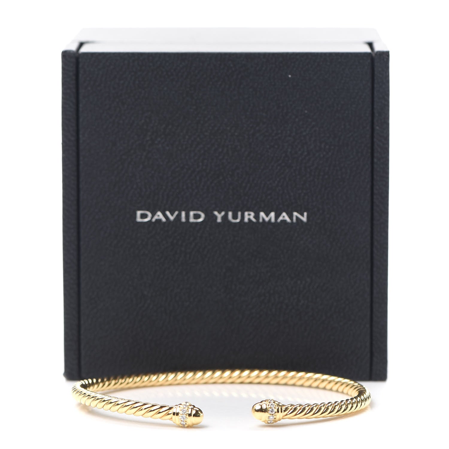 David Yurman 18K Yellow Gold Diamond 3mm Cablespira Bracelet 6 of 6
