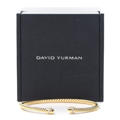 David Yurman 18K Yellow Gold Diamond 3mm Cablespira Bracelet 6 of 6