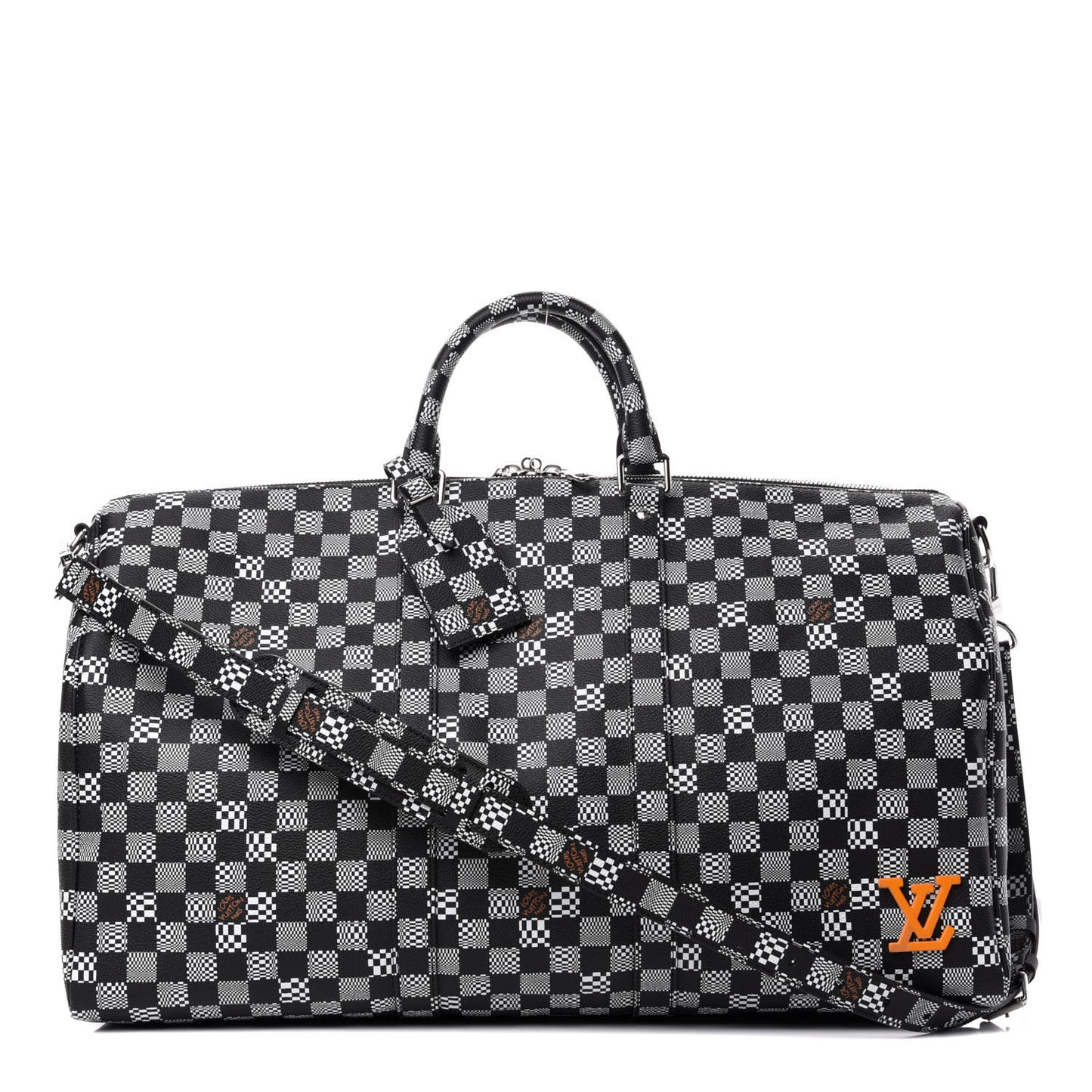 Damier Distorted Keepall Bandouliere 50 Black White