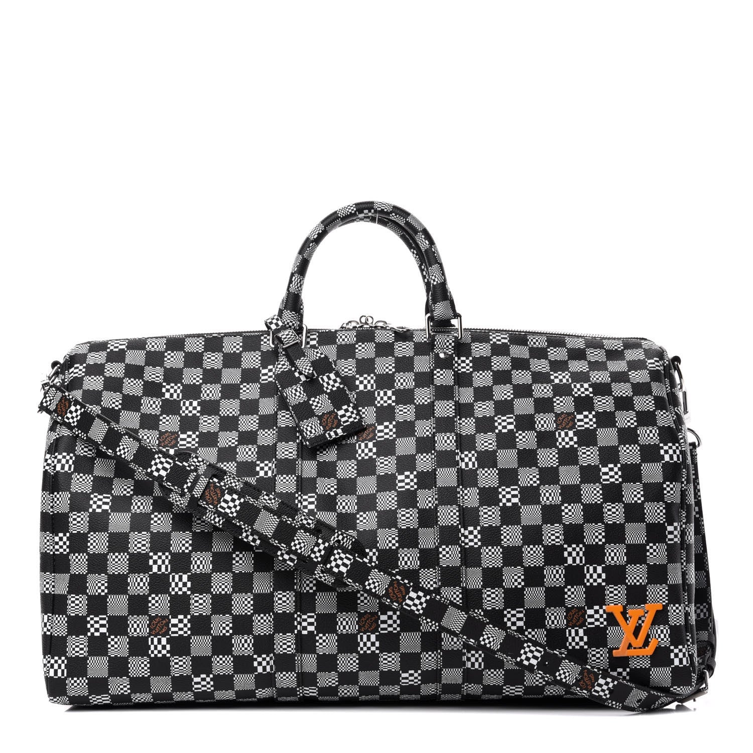 Louis Vuitton Damier Distorted Keepall Bandouliere 50 Black White 1 of 8