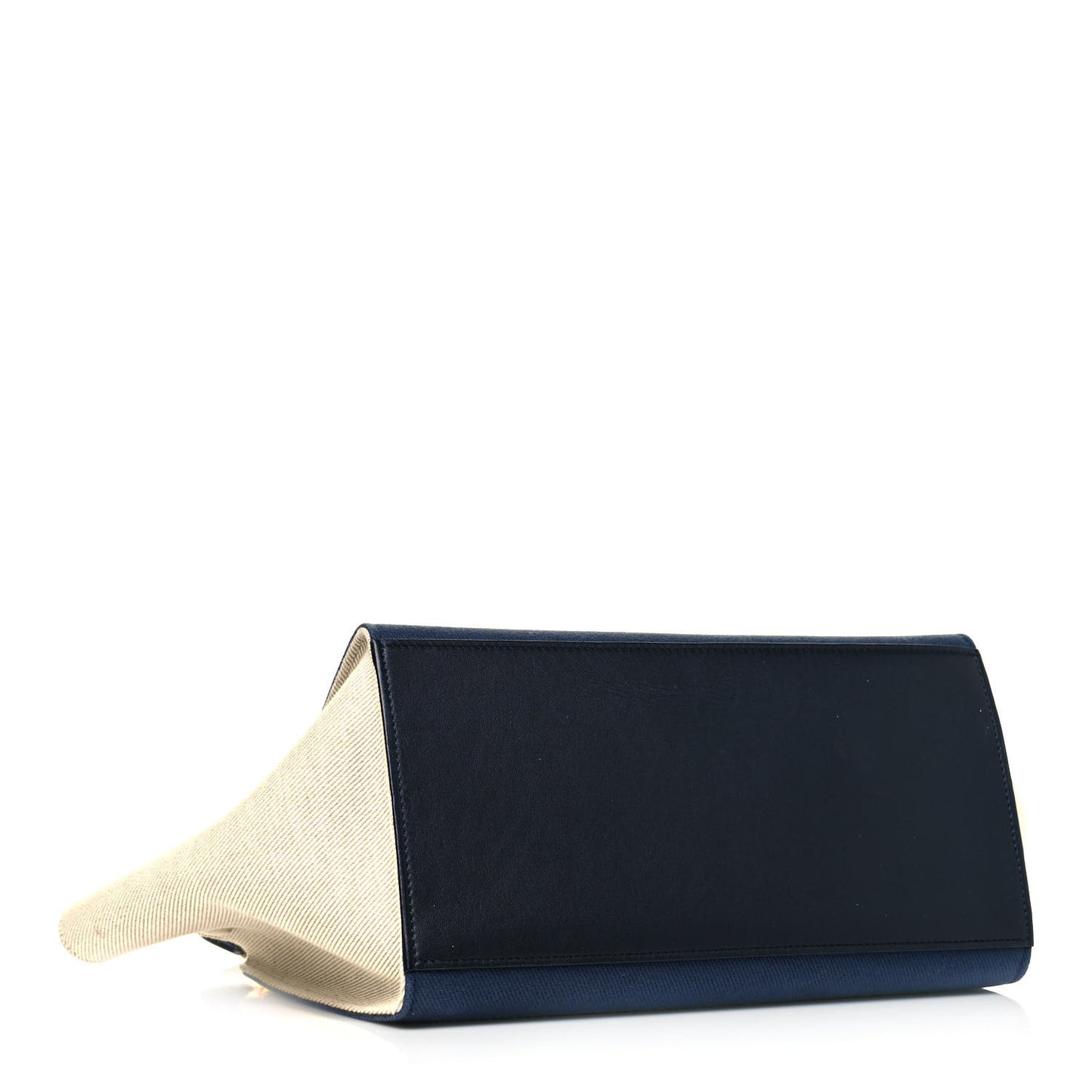 Smooth Calfskin Linen Medium Tri-Color Trapeze Navy Blue