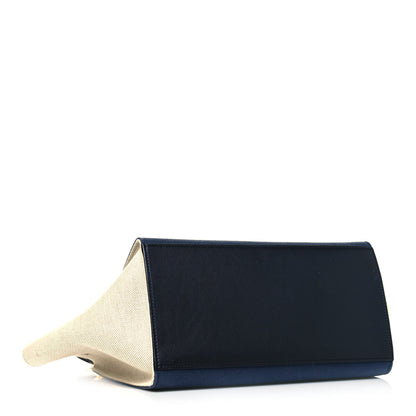 Celine Smooth Calfskin Linen Medium Tri-Color Trapeze Navy Blue 4 of 9