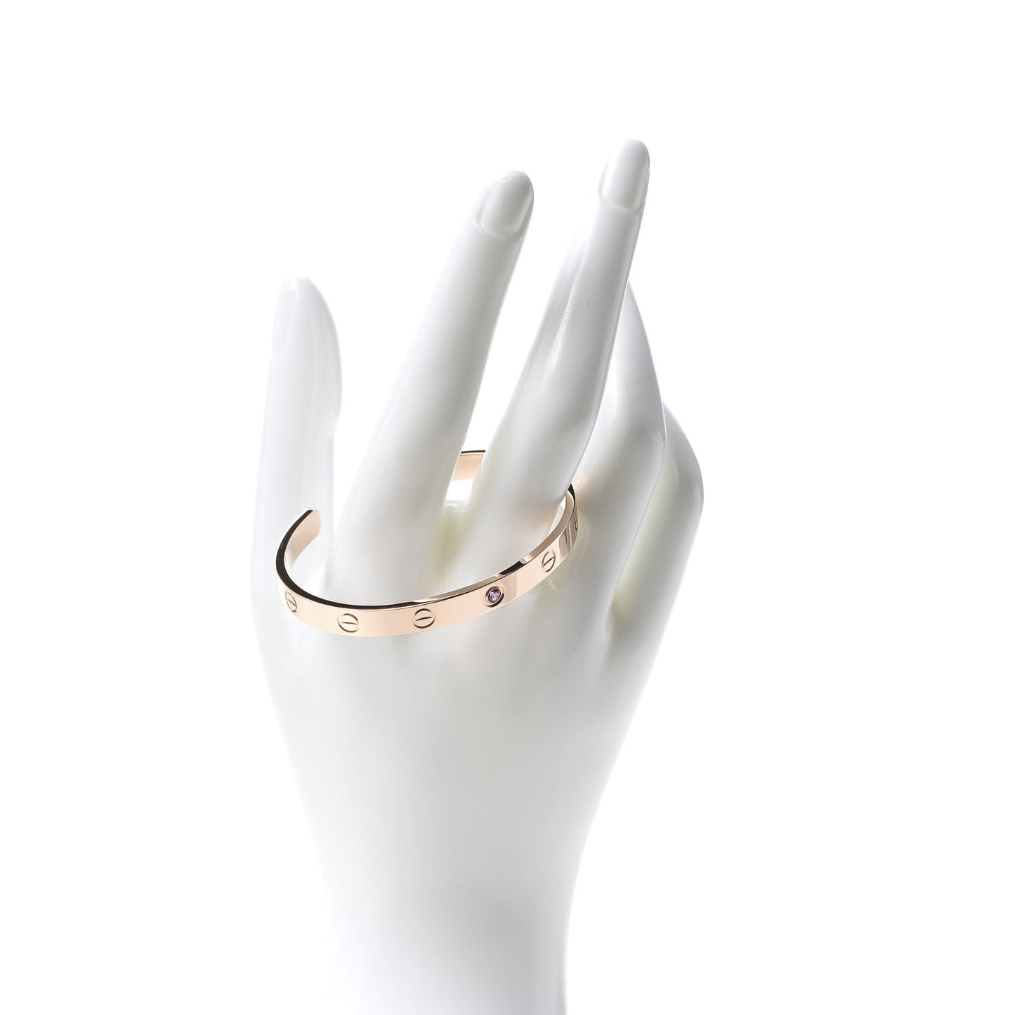 18K Pink Gold Pink Sapphire LOVE Cuff Bracelet 17