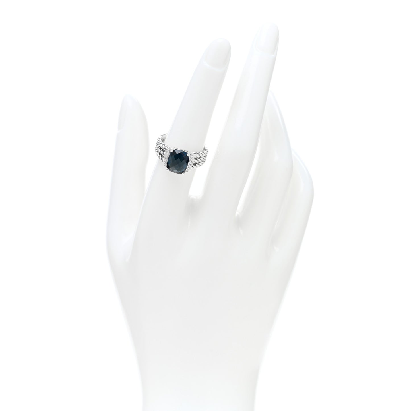 Sterling Silver Diamond Hampton Blue Topaz 10mm Petite Wheaton Ring 58 8.5 54 7