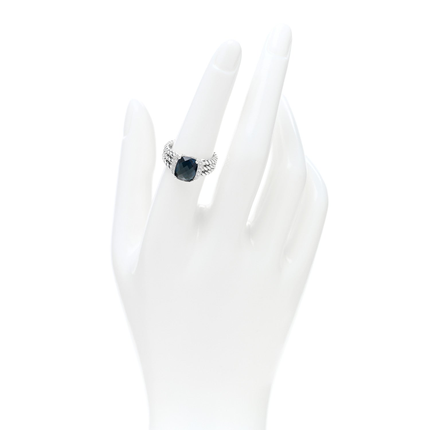 David Yurman Sterling Silver Diamond Hampton Blue Topaz 10mm Petite Wheaton Ring 58 8.5 54 7 2 of 4