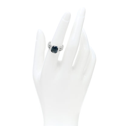 David Yurman Sterling Silver Diamond Hampton Blue Topaz 10mm Petite Wheaton Ring 58 8.5 54 7 2 of 4
