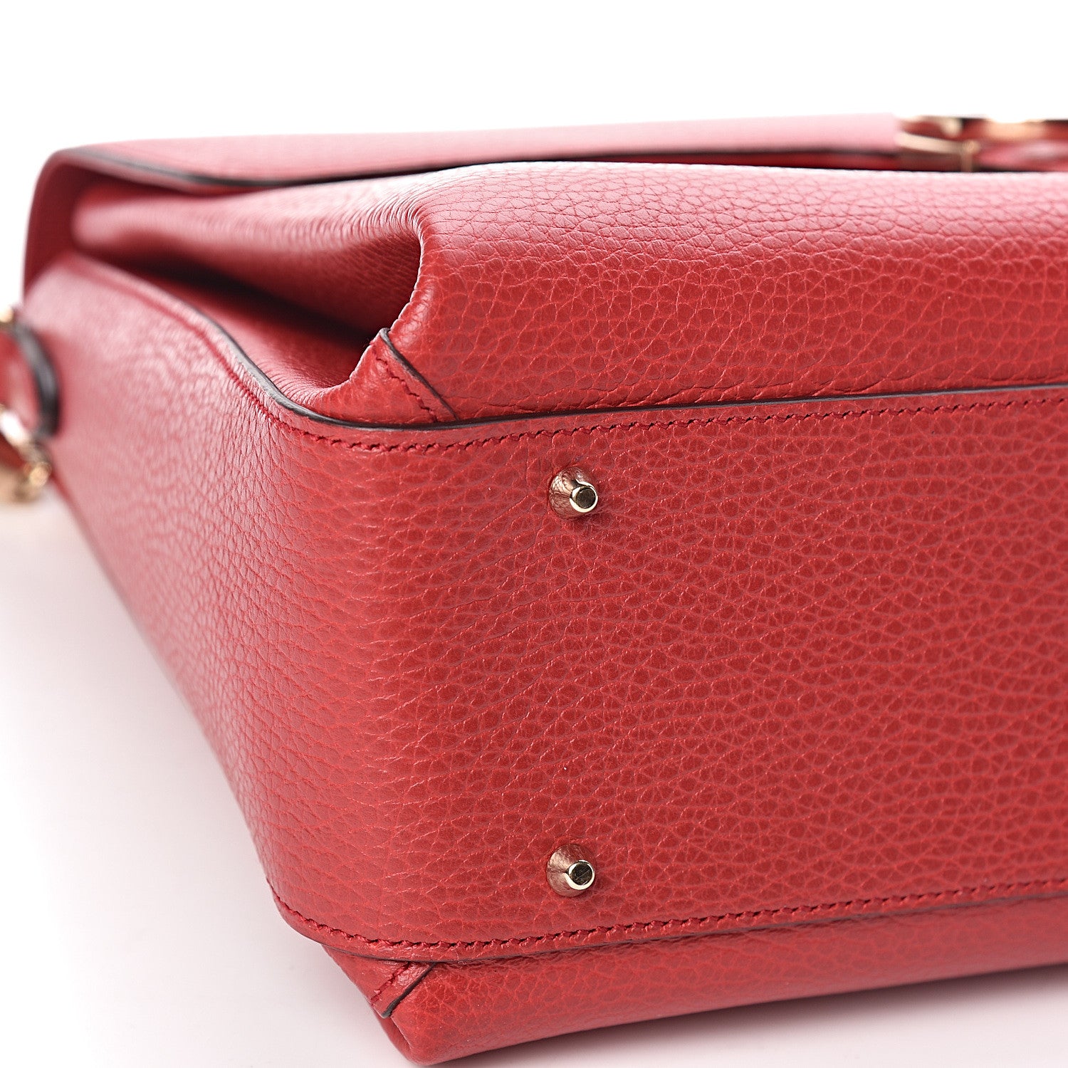 Gucci Dollar Calfskin Medium Interlocking G Top Handle Shoulder Bag Red 8 of 10