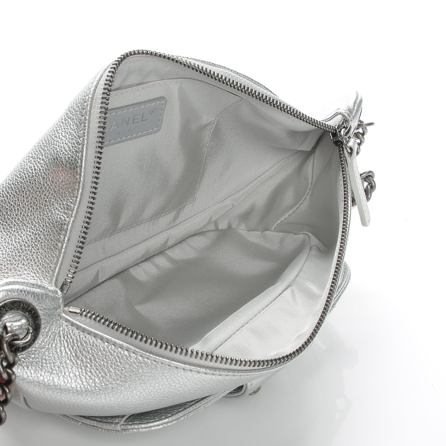Chanel Metallic Grained Calfskin Quilted Casual Rock Waist Bag Silver 5 of 7