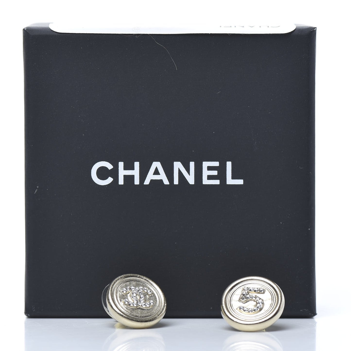 Crystal CC Round Earrings Light Gold