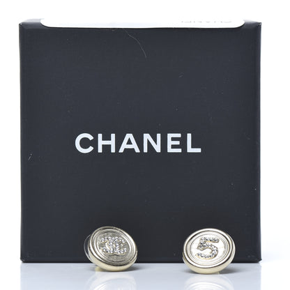 Chanel Crystal CC Round Earrings Light Gold 5 of 5
