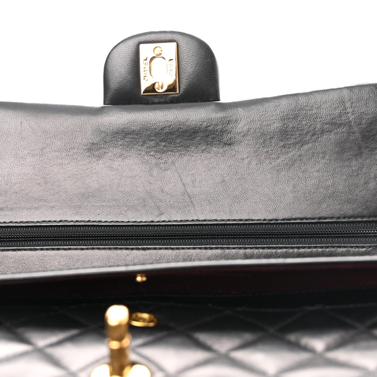 Lambskin Quilted Medium Double Flap Black
