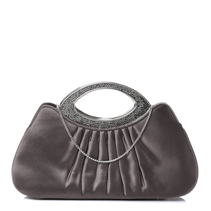 Judith Leiber Satin Crystal Framed Evening Clutch Silver 1 of 4