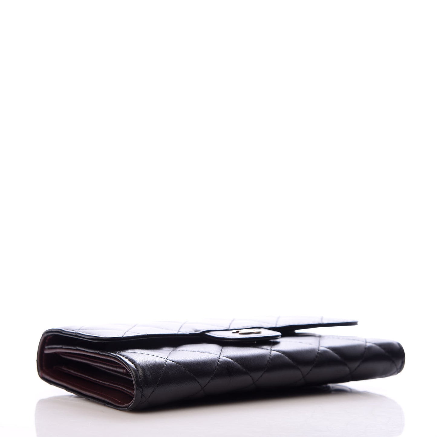 Lambskin Quilted Large Flap Wallet Black