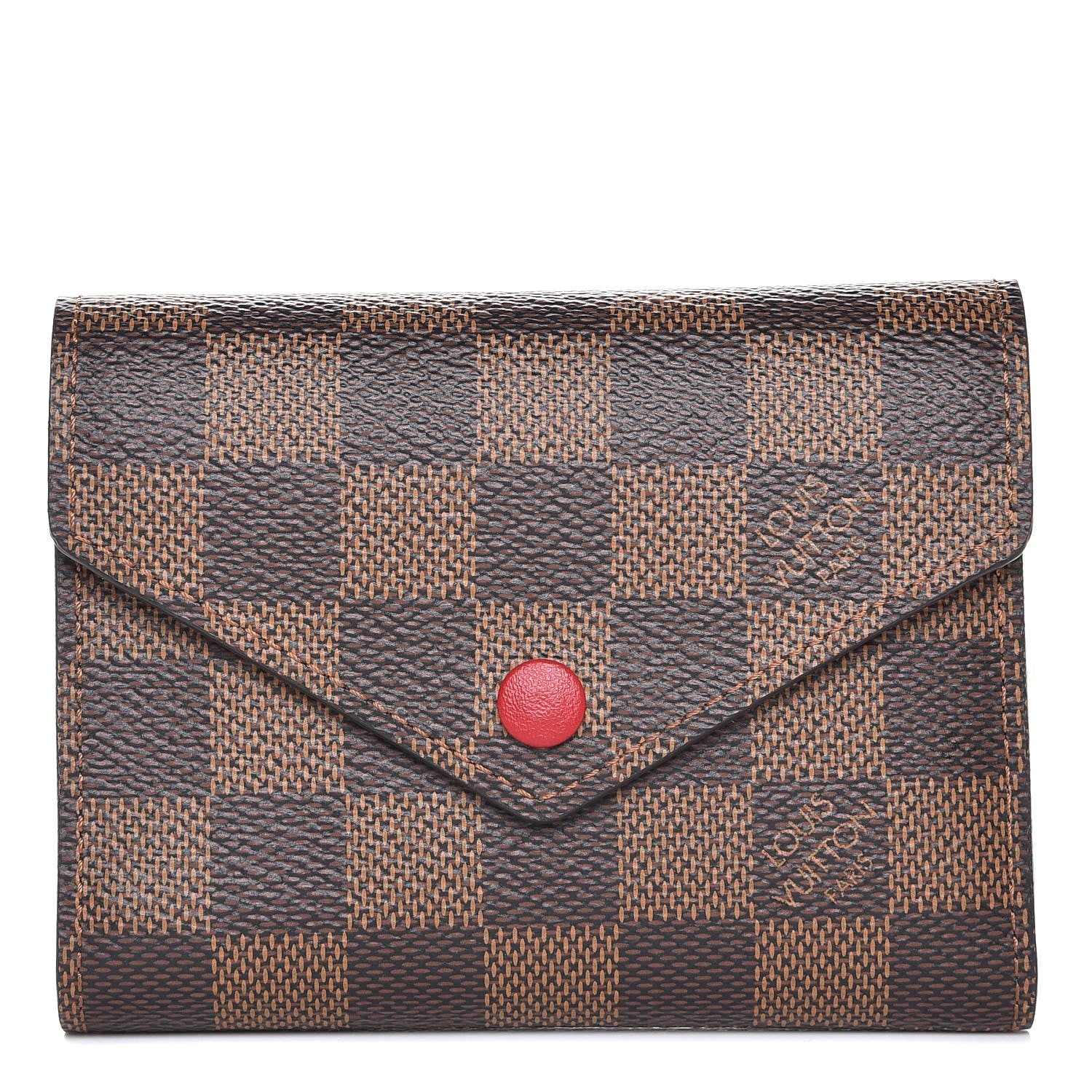 Louis Vuitton Damier Ebene Victorine Wallet Red 1 of 9