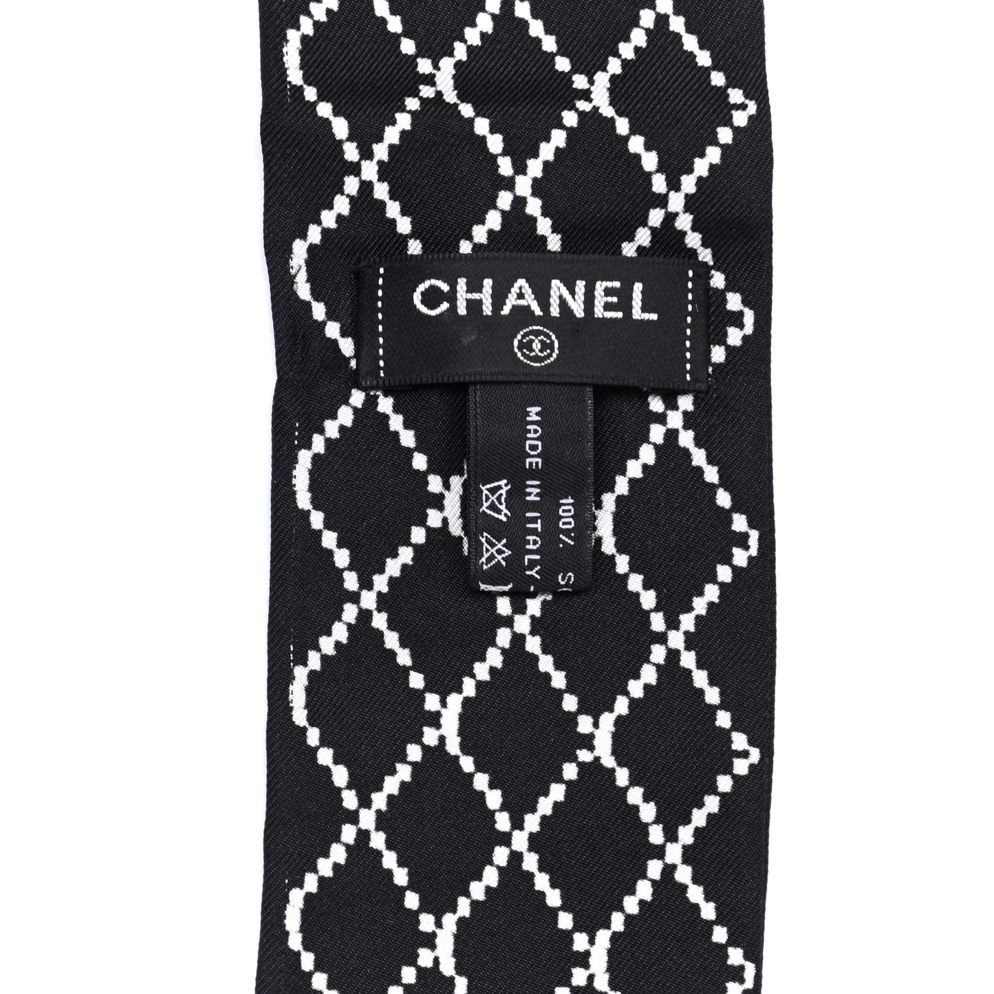Silk Logo Slim Bandeau Scarf Black White
