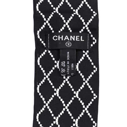Chanel Silk Logo Slim Bandeau Scarf Black White 3 of 3