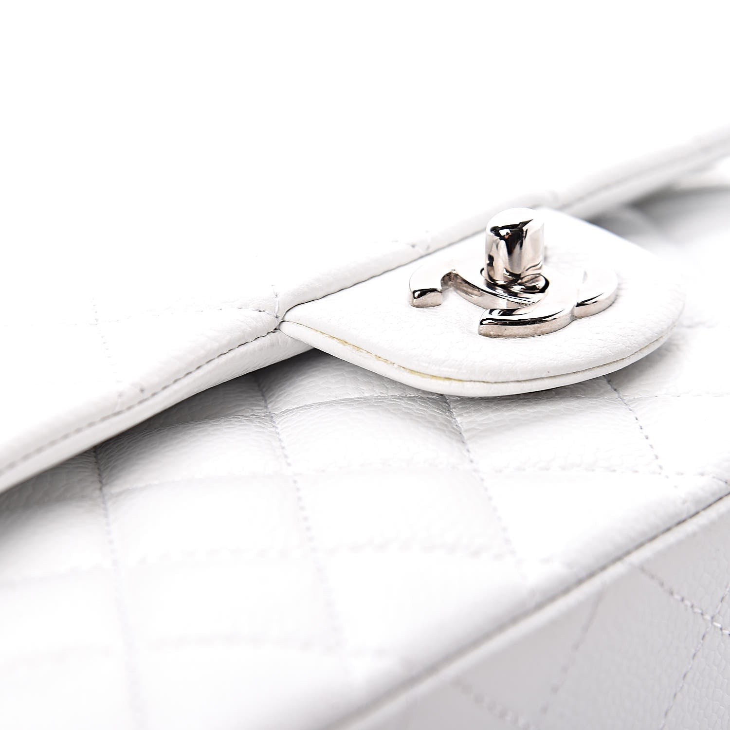 Chanel Caviar Quilted Medium Double Flap White 22 of 23