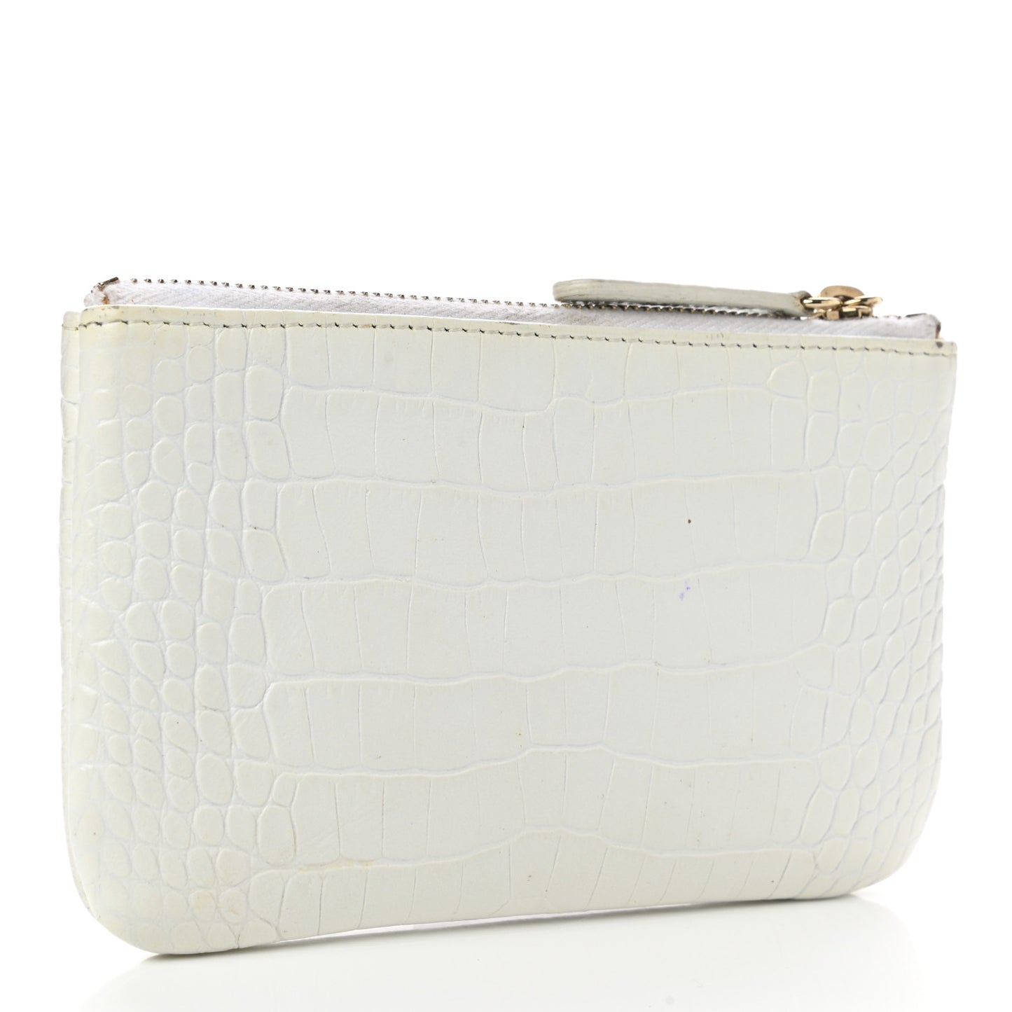 Calfskin Crocodile Embossed Cocodile Cosmetic Case White Gold
