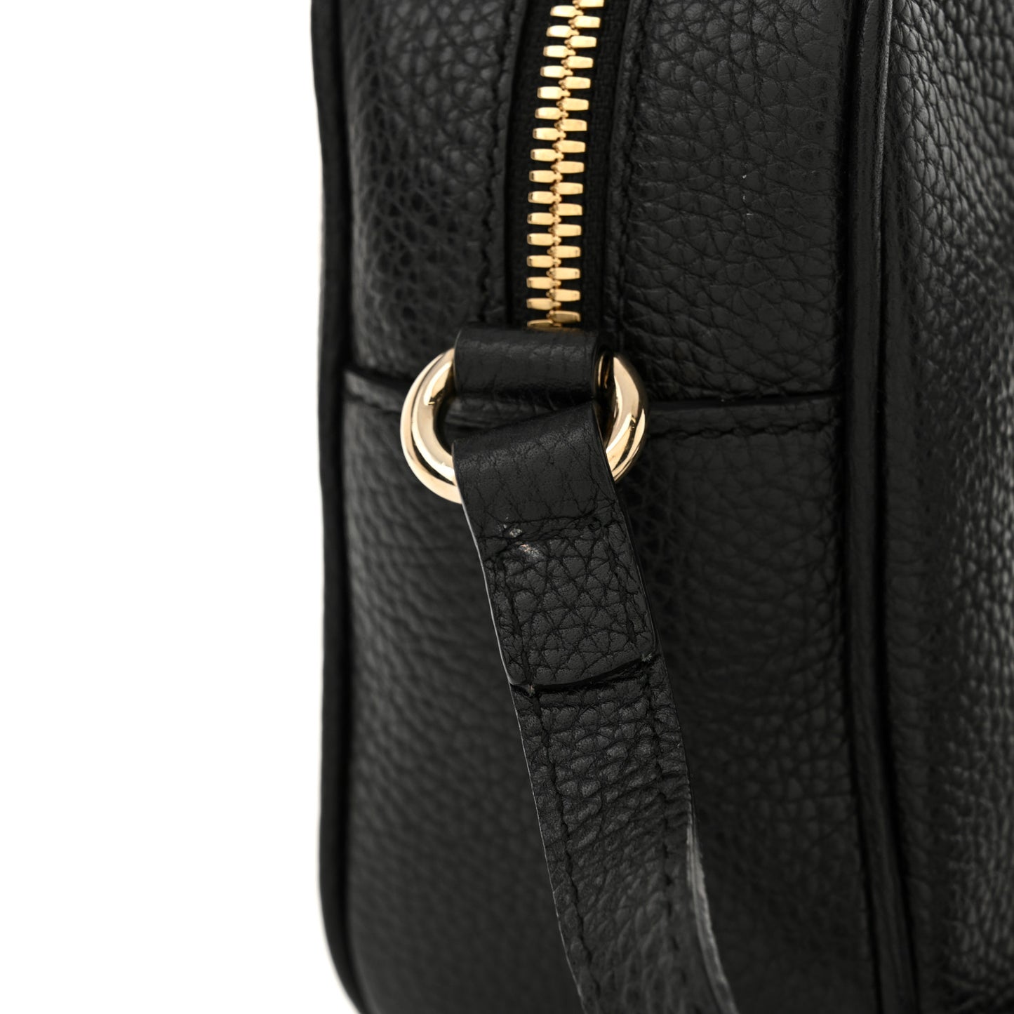 Pebbled Calfskin Small Soho Disco Bag Black