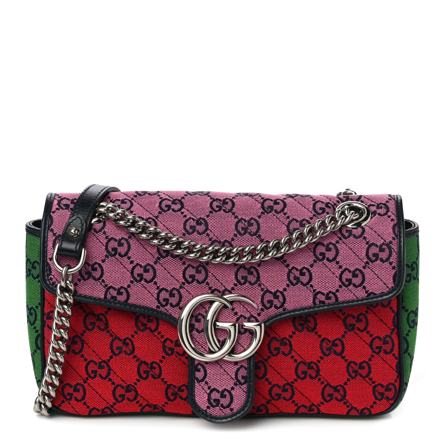 Gucci Monogram Multicolor Matelasse Diagonal Small GG Marmont Shoulder Bag Pink Blue Red Yellow Green 1 of 11