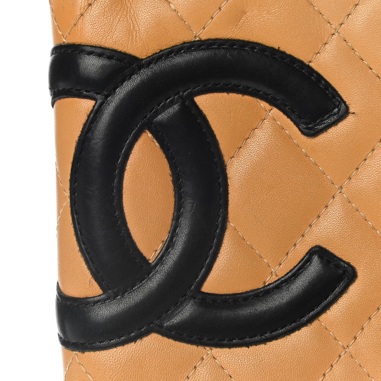 Chanel Calfskin Quilted Cambon Bi-Fold Wallet Beige Black 11 of 16