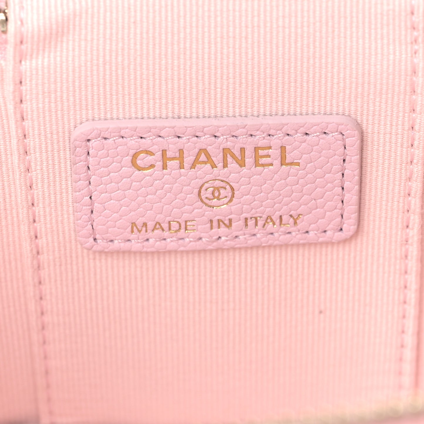 Caviar Quilted Mini Vanity Case With Chain Light Pink