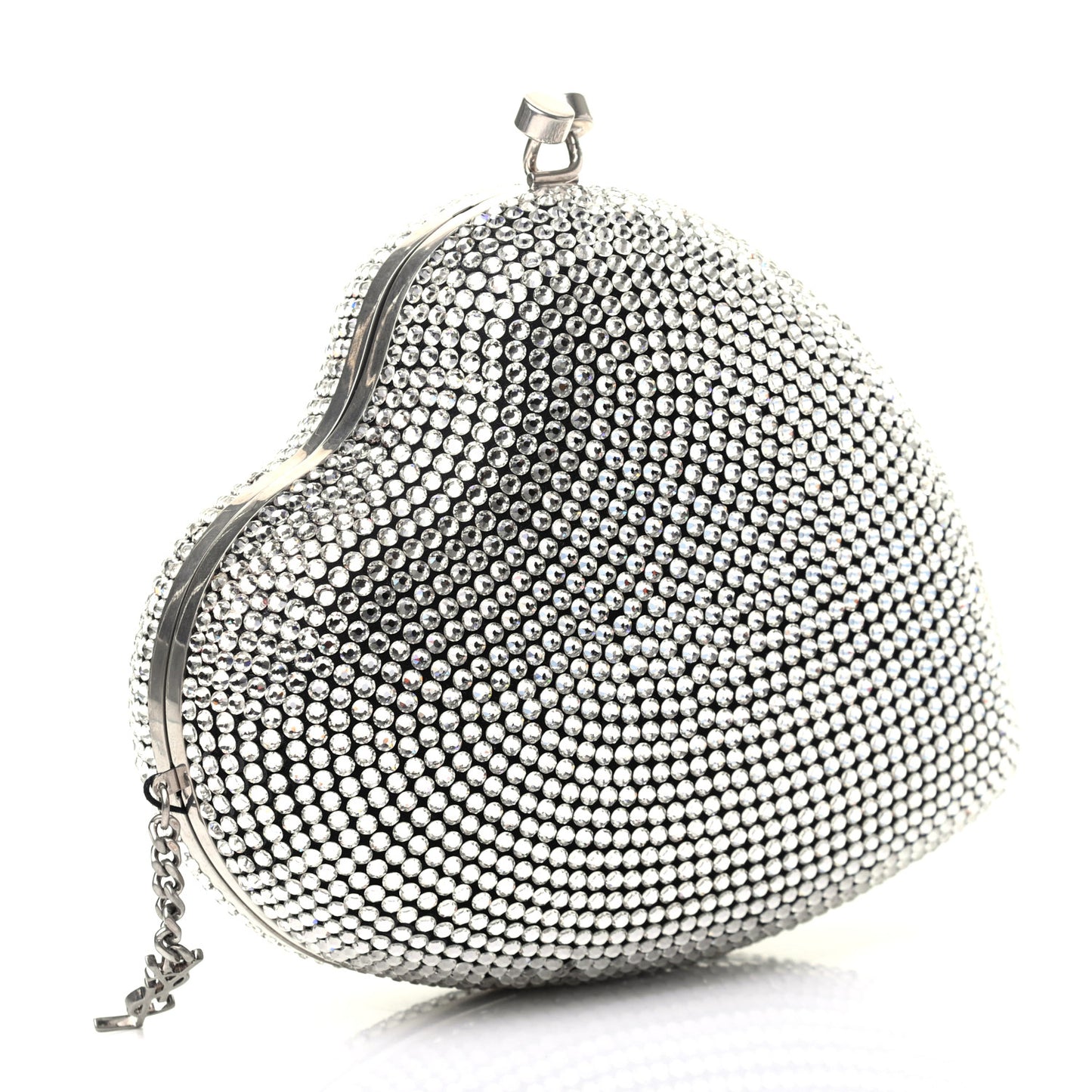 Swarovski Crystal Heart Love Box Clutch Bag Silver