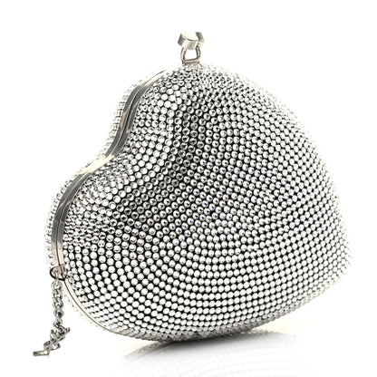 Saint Laurent Swarovski Crystal Heart Love Box Clutch Bag Silver 3 of 6