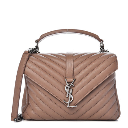 Saint Laurent Sheepskin Matelasse Chevron Monogram Medium College Bag Fard 1 of 10