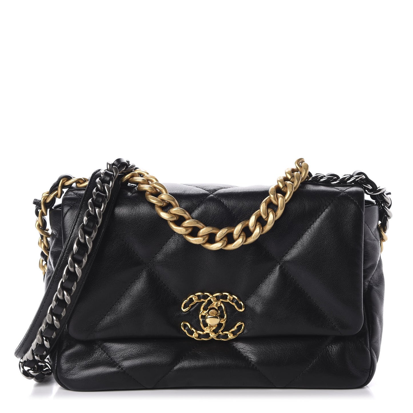 Goatskin Quilted Medium 19 Flap Black
