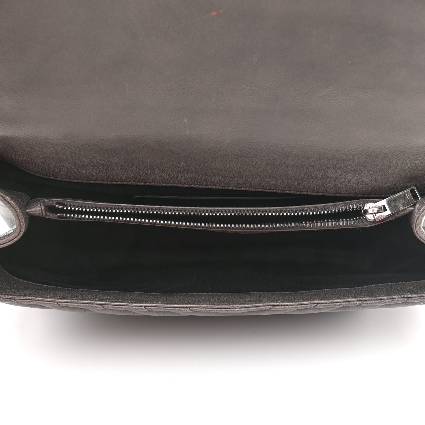 Sheepskin Matelasse Chevron Monogram Large College Satchel Dark Anthracite