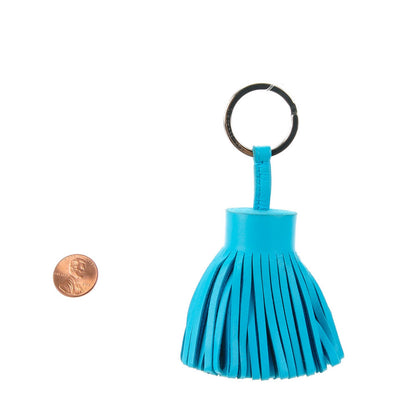 Hermes Lambskin Carmen Tassel Key Holder Bleu Azteque 2 of 5