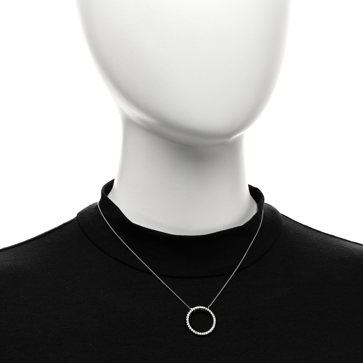 Roberto Coin 18K White Gold Diamond .42ctw Circle Pendant Necklace 2 of 5