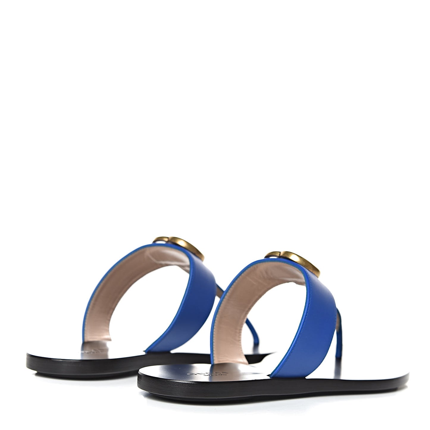 Calfskin Double G Thong Sandals 37.5 Shiny Electric Blue