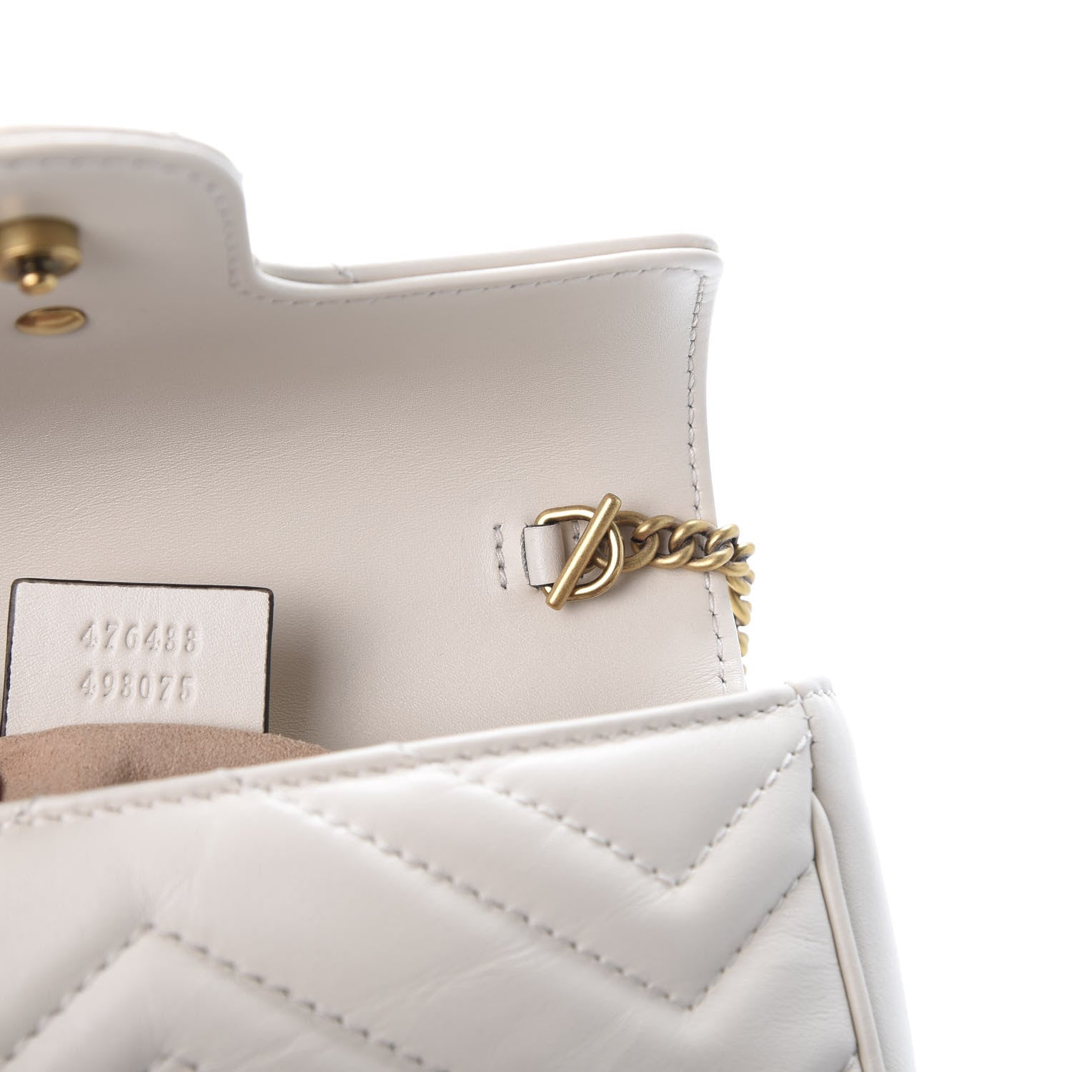 Gucci Calfskin Matelasse Super Mini GG Marmont Shoulder Bag White 8 of 11