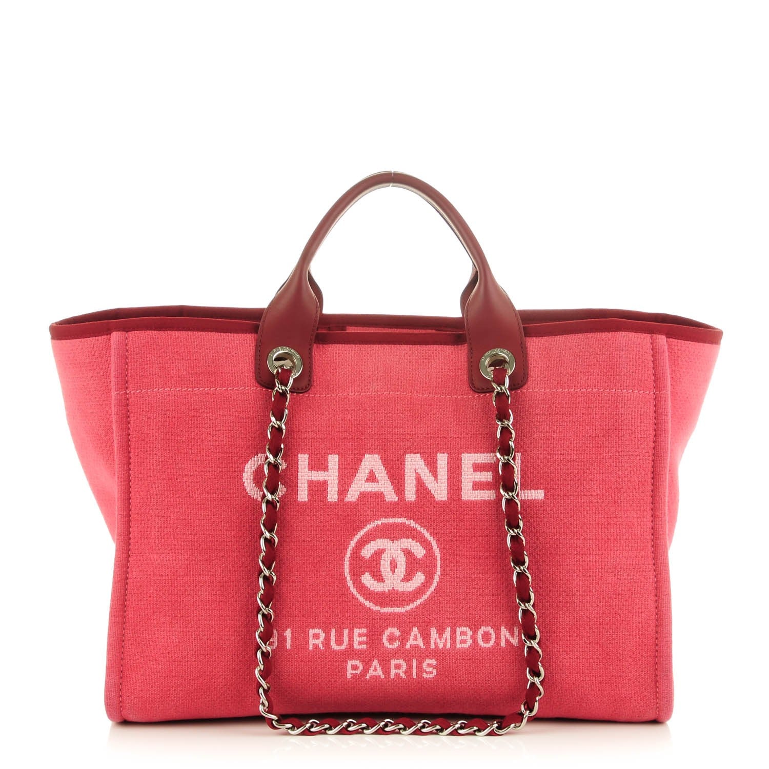 Chanel Canvas Large Deauville Tote Red 1 of 7