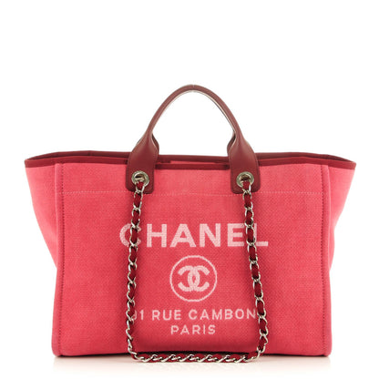 Chanel Canvas Large Deauville Tote Red 1 of 7