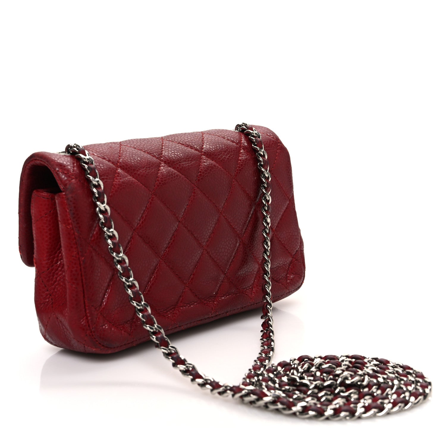 Chanel Caviar Quilted Extra Mini Flap Burgundy 3 of 14