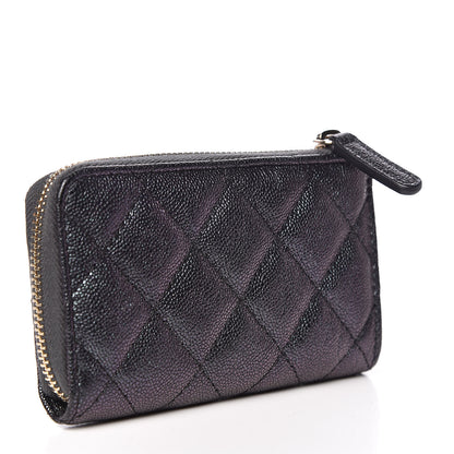 Chanel Iridescent Caviar Quilted Zipped Key Holder Case Black 3 of 8