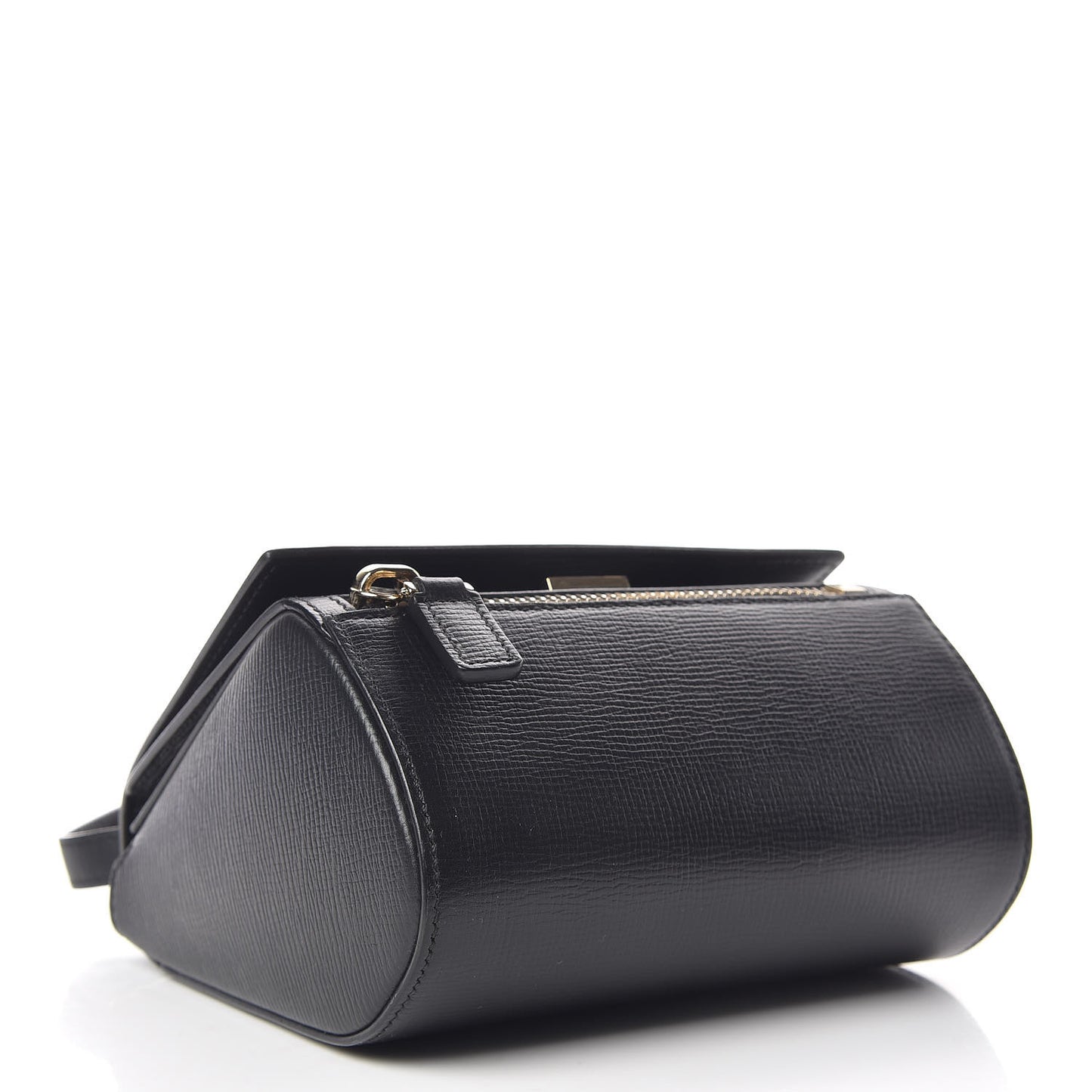 Textured Calfskin Mini Pandora Box Crossbody Bag Black