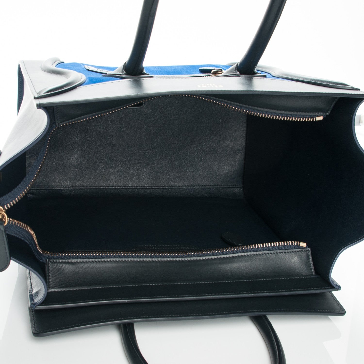 Celine Nubuck Smooth Calfskin Mini Tri-Color Luggage Bright Blue 5 of 7