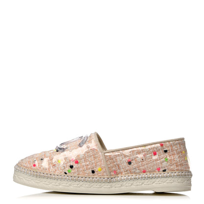 Chanel PVC Tweed CC Espadrilles 40 Coral White Transparent 1 of 9