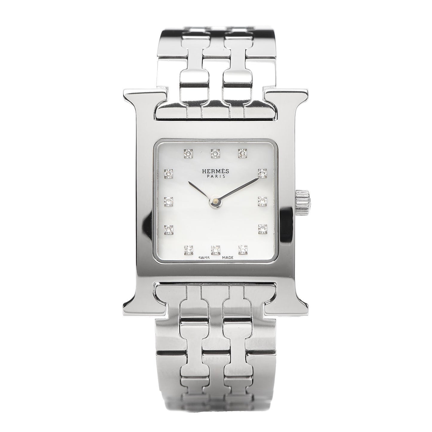 Stainless Steel Diamond Mother of Pearl 21mm Heure H Hour Quartz Watch